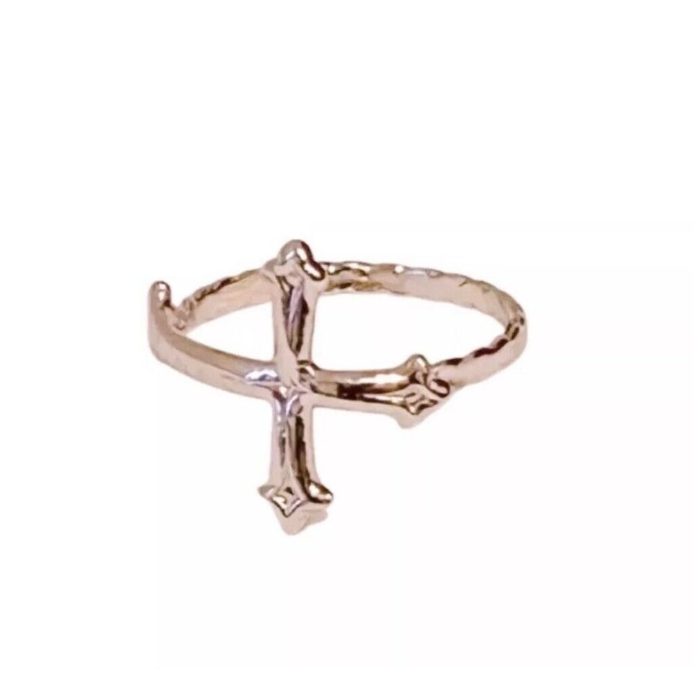 Bing Bang Horizontal Cross Rose Gold Ring Size 4 NEW